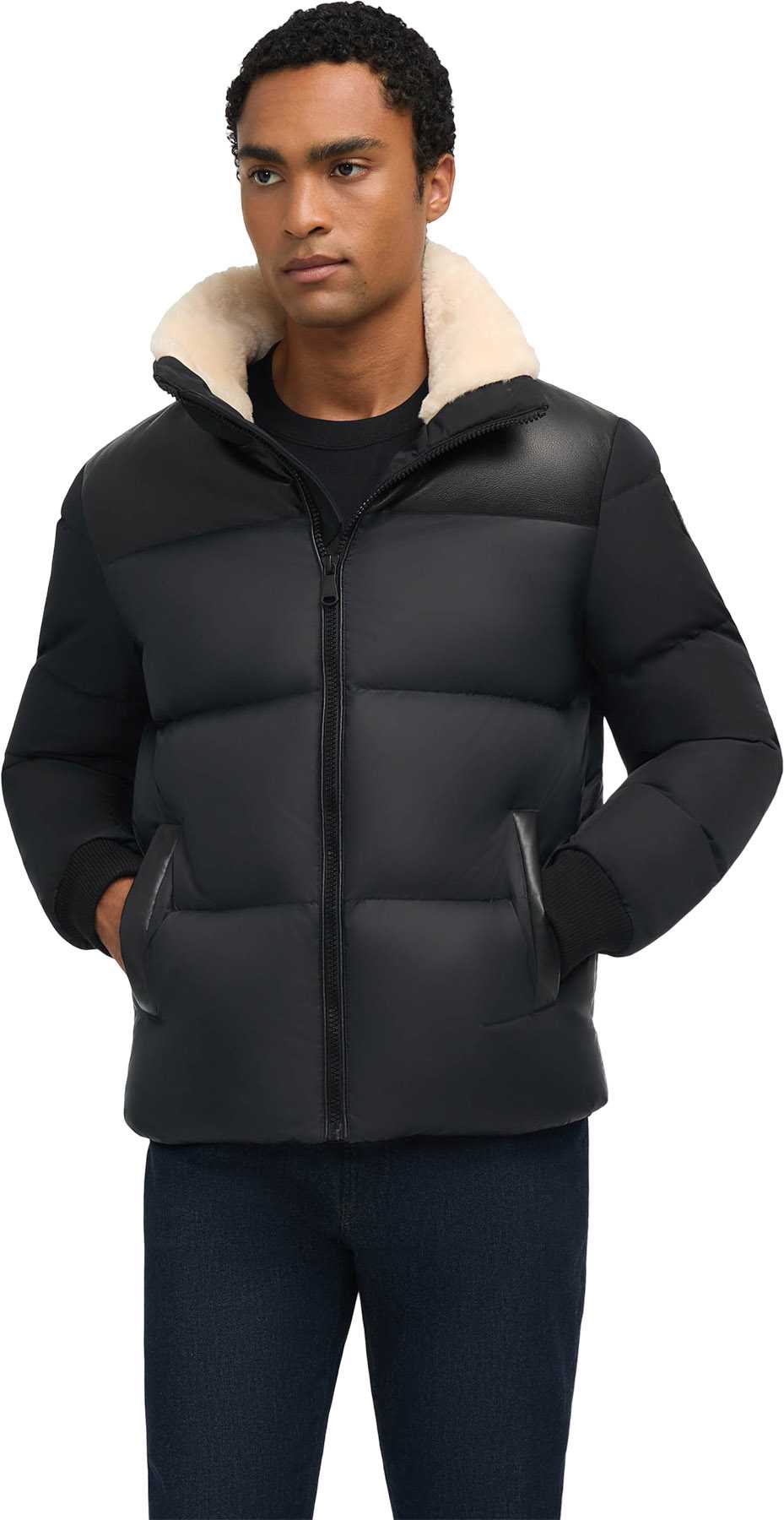 Image de produit pour Hommes Manteau Rigel Media Mixtes avec du Faux Shearling et une Capuche Détachable