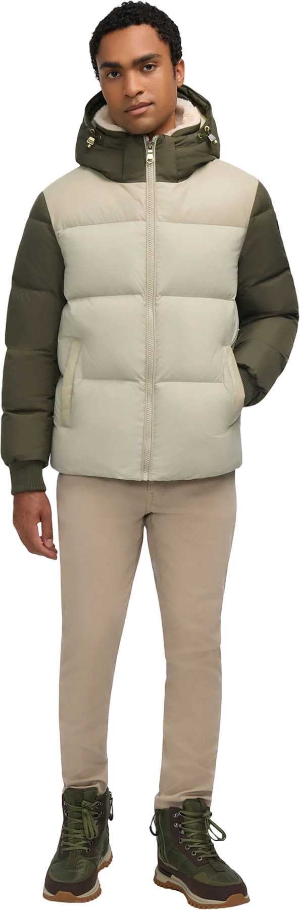 Product image for Rigel Mixed Media Faux Shearling Puffer Jacket with Removable Hood - Men's