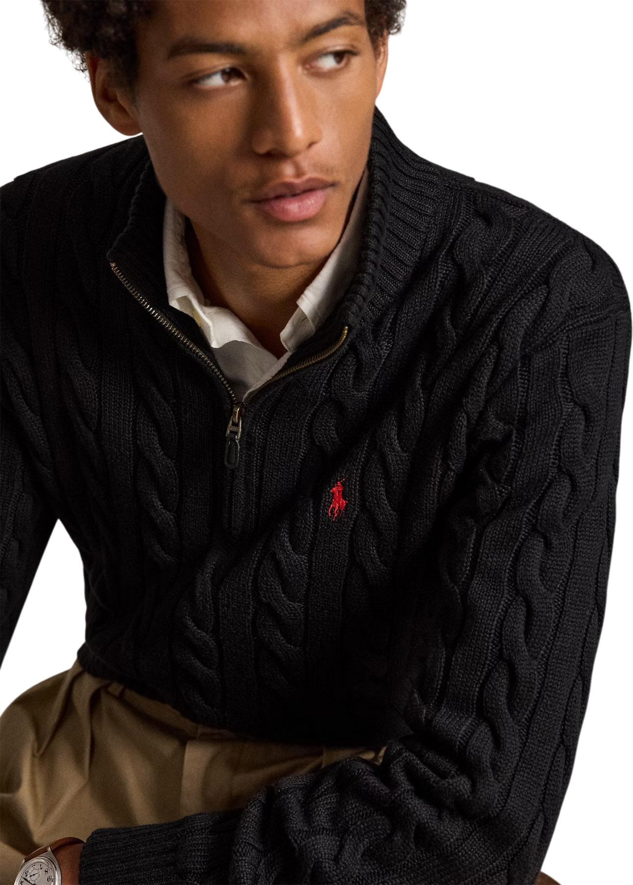 Product gallery image number 3 for product Cable-Knit Cotton Quarter-Zip Sweater - Men's