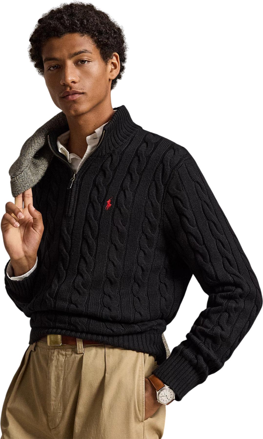Product gallery image number 4 for product Cable-Knit Cotton Quarter-Zip Sweater - Men's