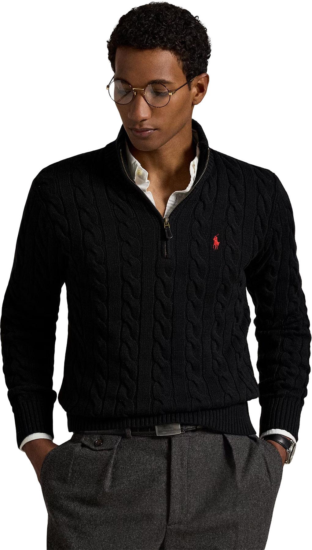 Product image for Cable-Knit Cotton Quarter-Zip Sweater - Men's