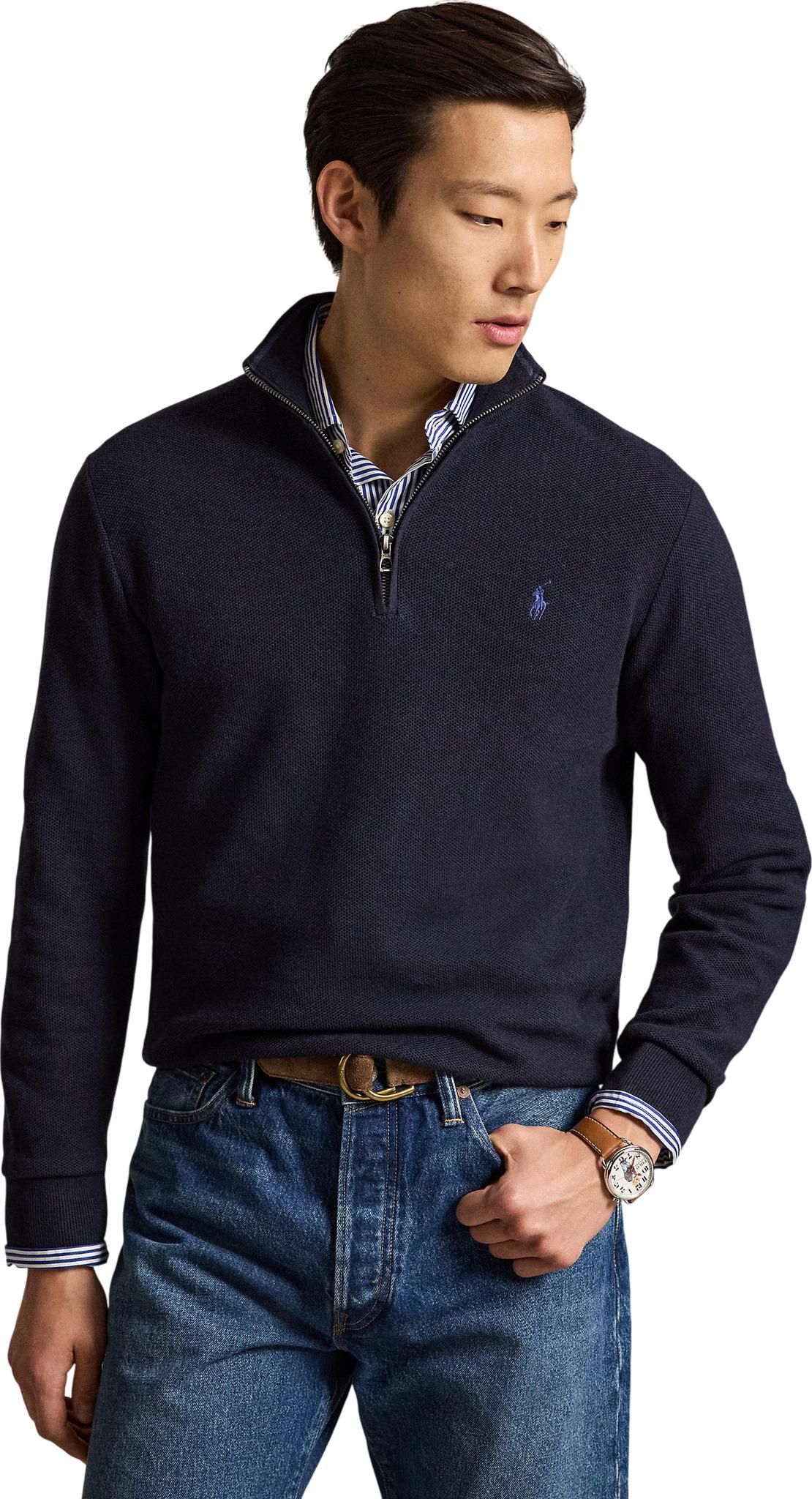 Product image for Mesh-Knit Cotton Quarter-Zip Sweater - Men's
