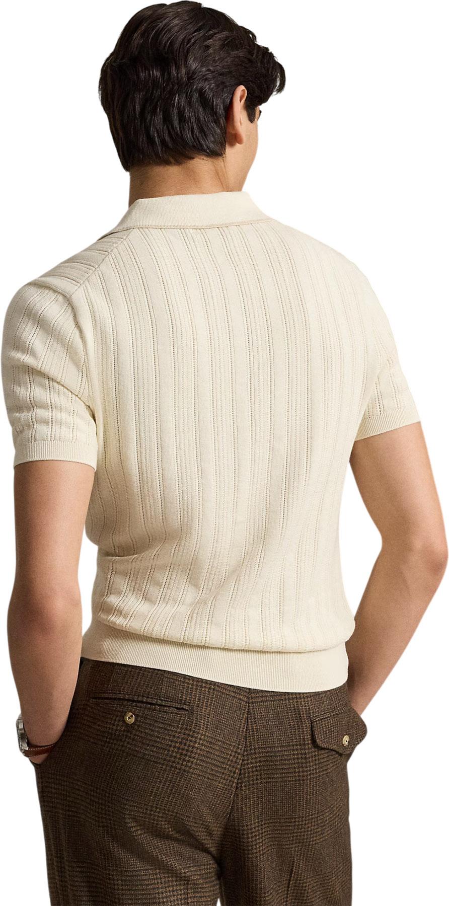 Product gallery image number 2 for product Textured Cotton Polo-Collar Sweater - Men's
