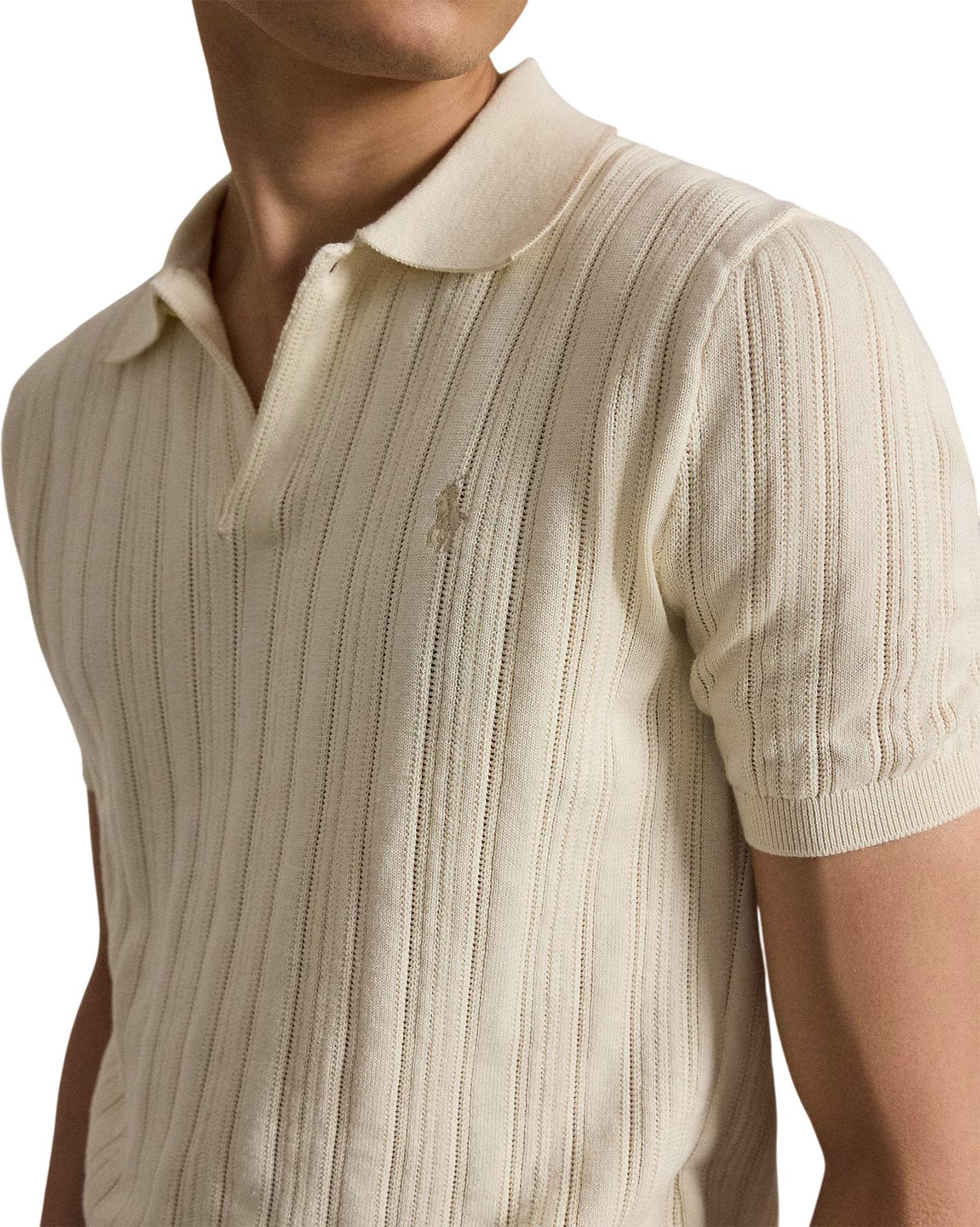 Product gallery image number 3 for product Textured Cotton Polo-Collar Sweater - Men's