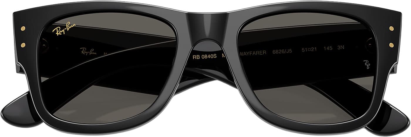Product gallery image number 5 for product Mega Wayfarer Blacked Out Sunglasses - Polished Black - Ultra Black Lens - Unisex