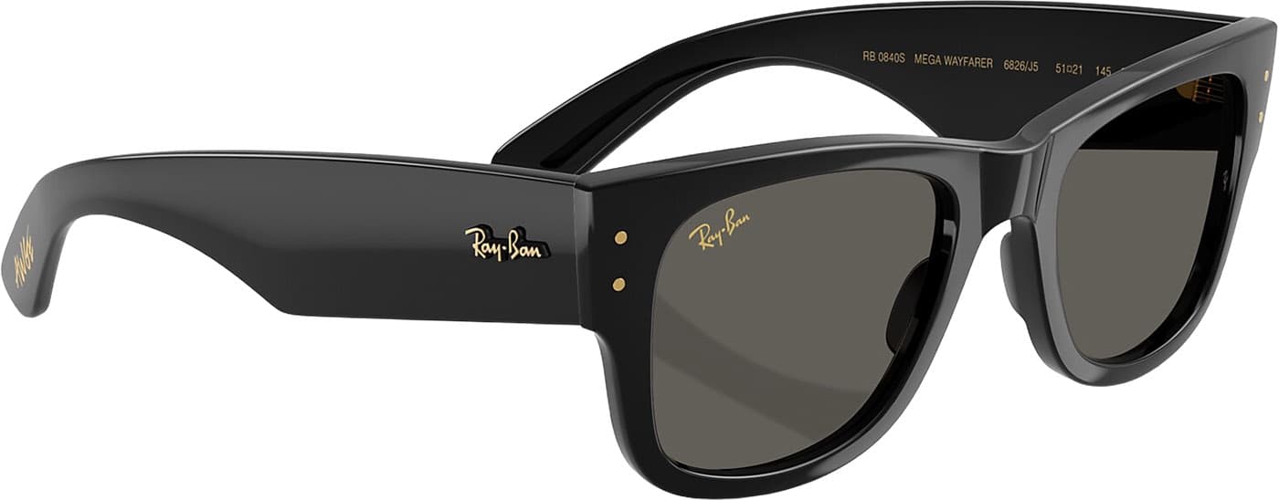 Product gallery image number 7 for product Mega Wayfarer Blacked Out Sunglasses - Polished Black - Ultra Black Lens - Unisex