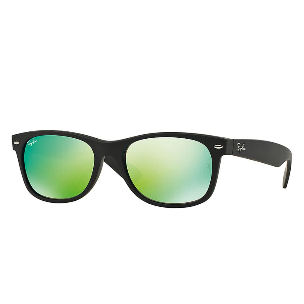 Product gallery image number 1 for product New Wayfarer Flash - Rubber Black Frame - Green Mirror Lens