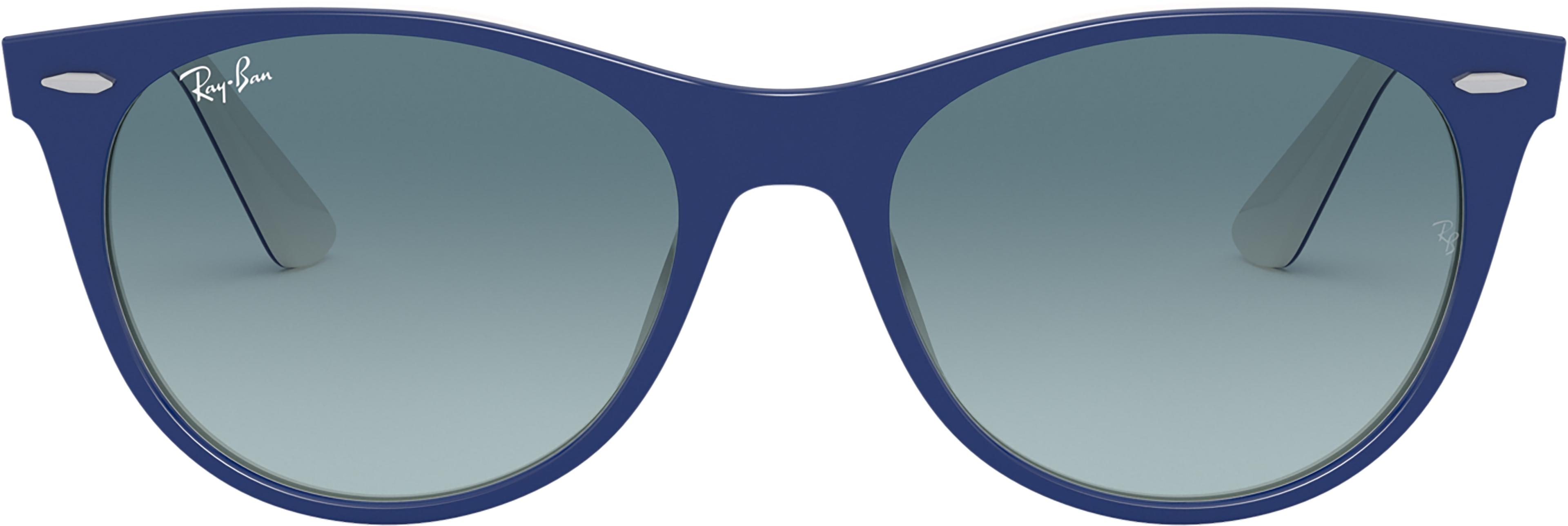 Product gallery image number 4 for product RB2185 Wayfarer II Sunglasses - Blue On White - Blue Gradient Grey Lens - Unisex