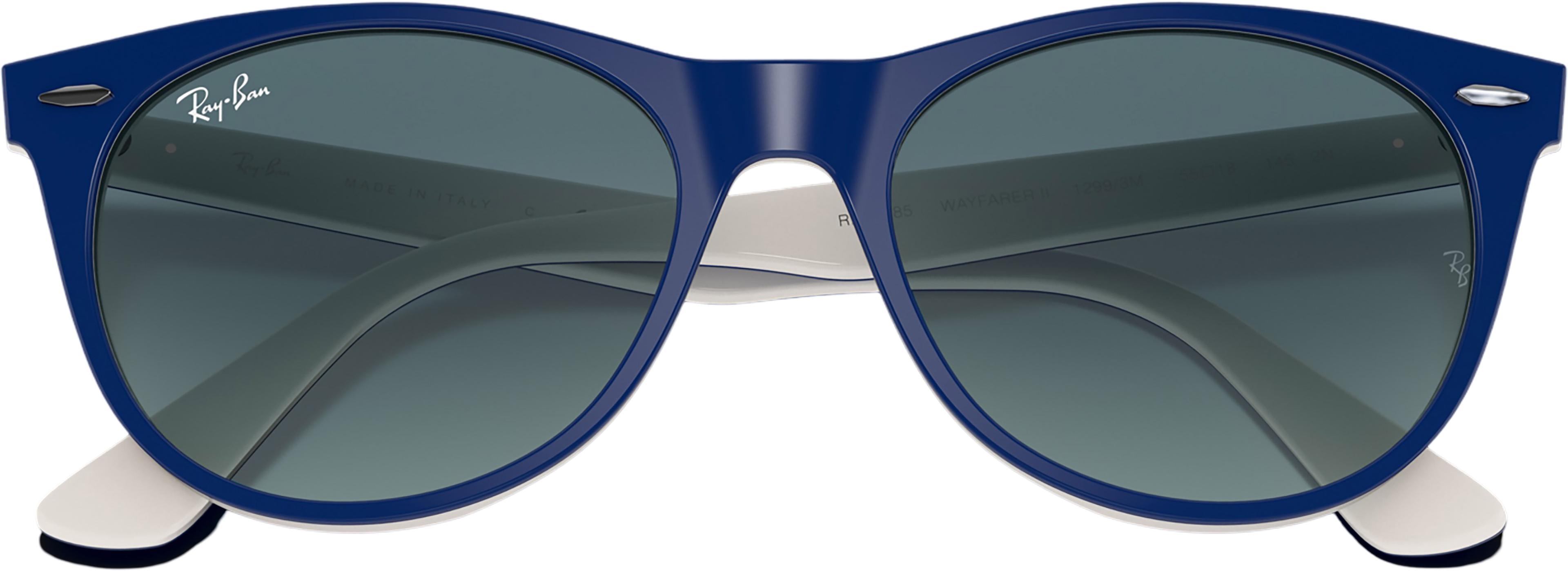 Product gallery image number 2 for product RB2185 Wayfarer II Sunglasses - Blue On White - Blue Gradient Grey Lens - Unisex