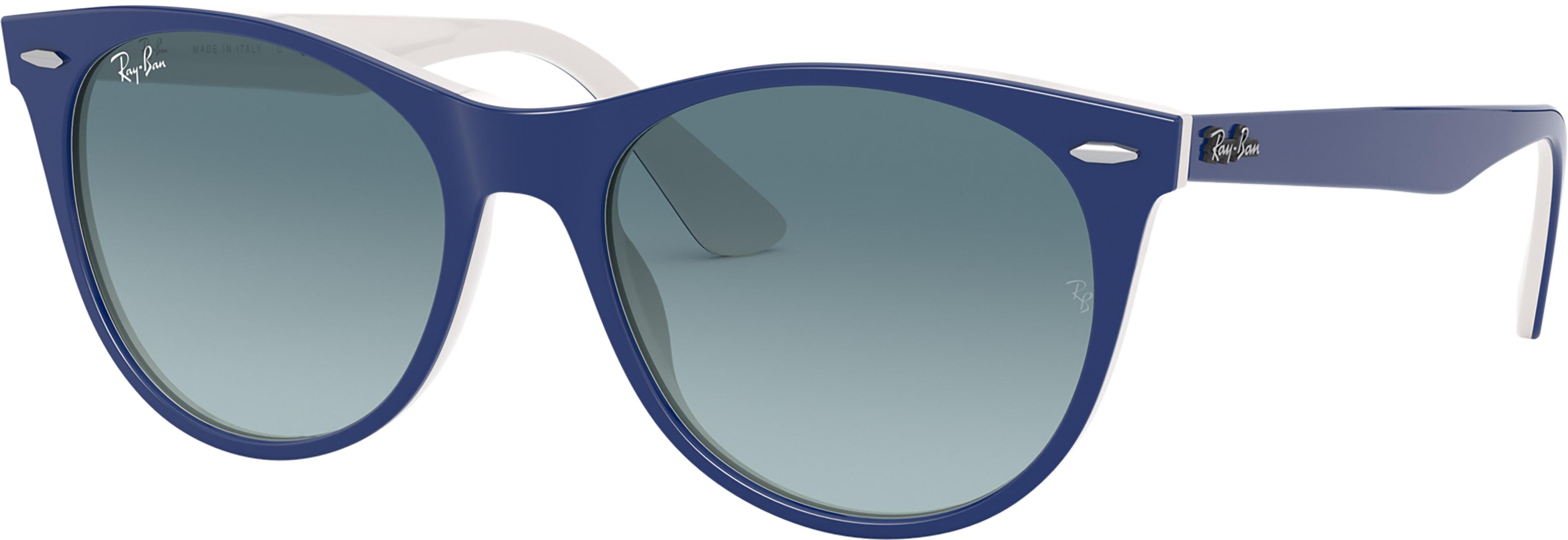Product image for RB2185 Wayfarer II Sunglasses - Blue On White - Blue Gradient Grey Lens - Unisex