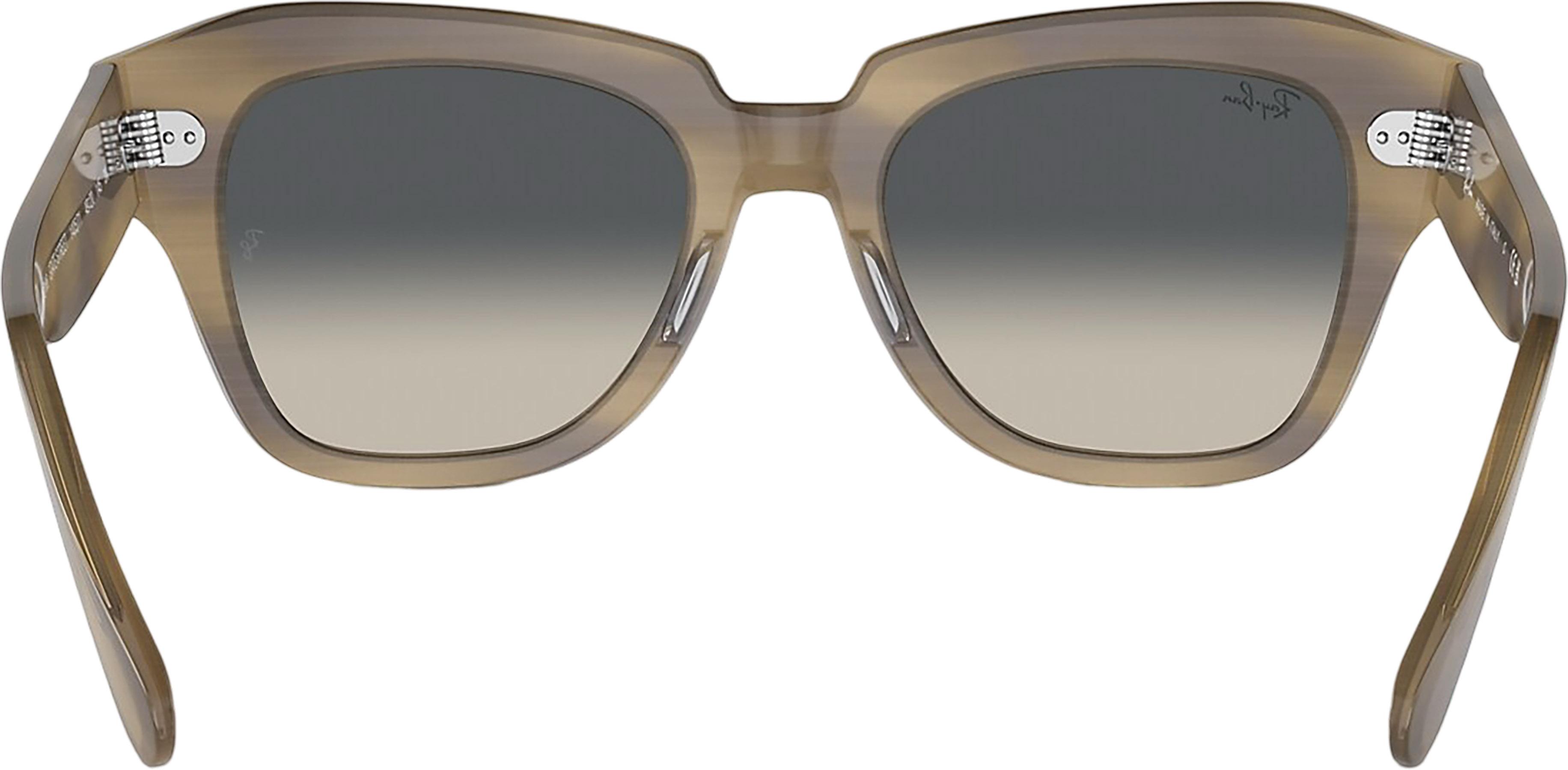 Product gallery image number 2 for product State Street Sunglasses - Polished Striped Grey - Clear and Blue Lens - Unisex