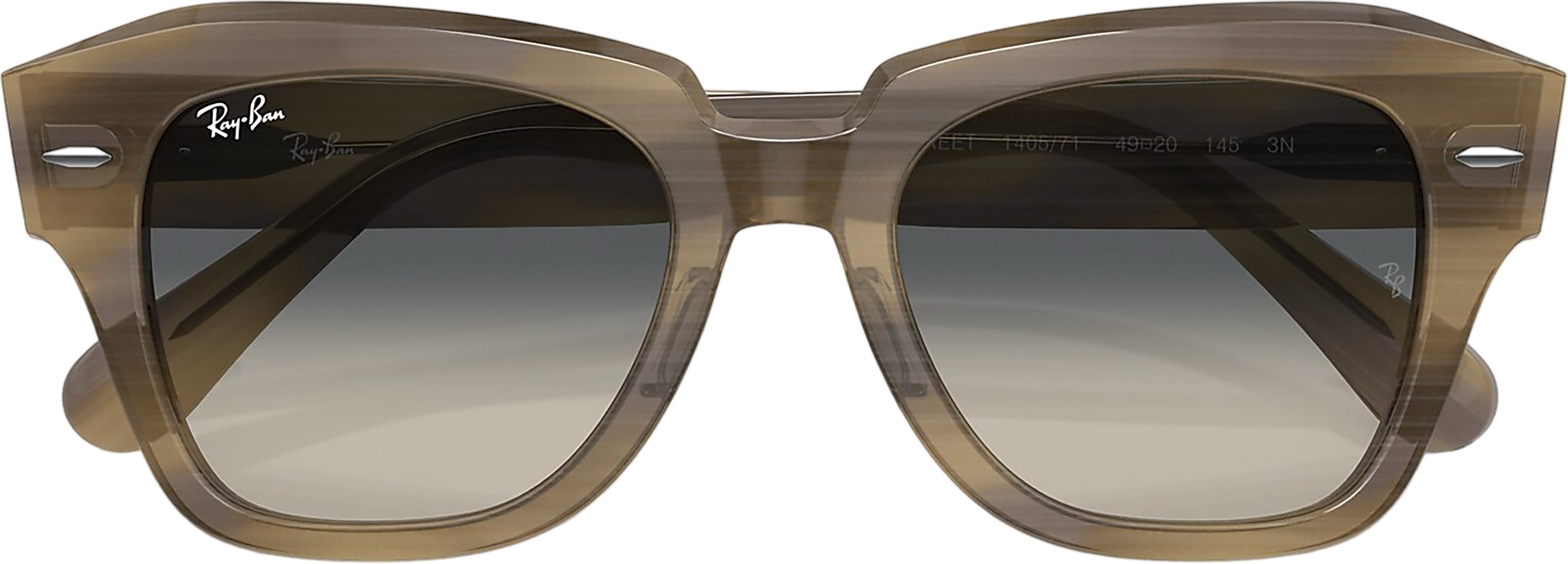 Product gallery image number 5 for product State Street Sunglasses - Polished Striped Grey - Clear and Blue Lens - Unisex