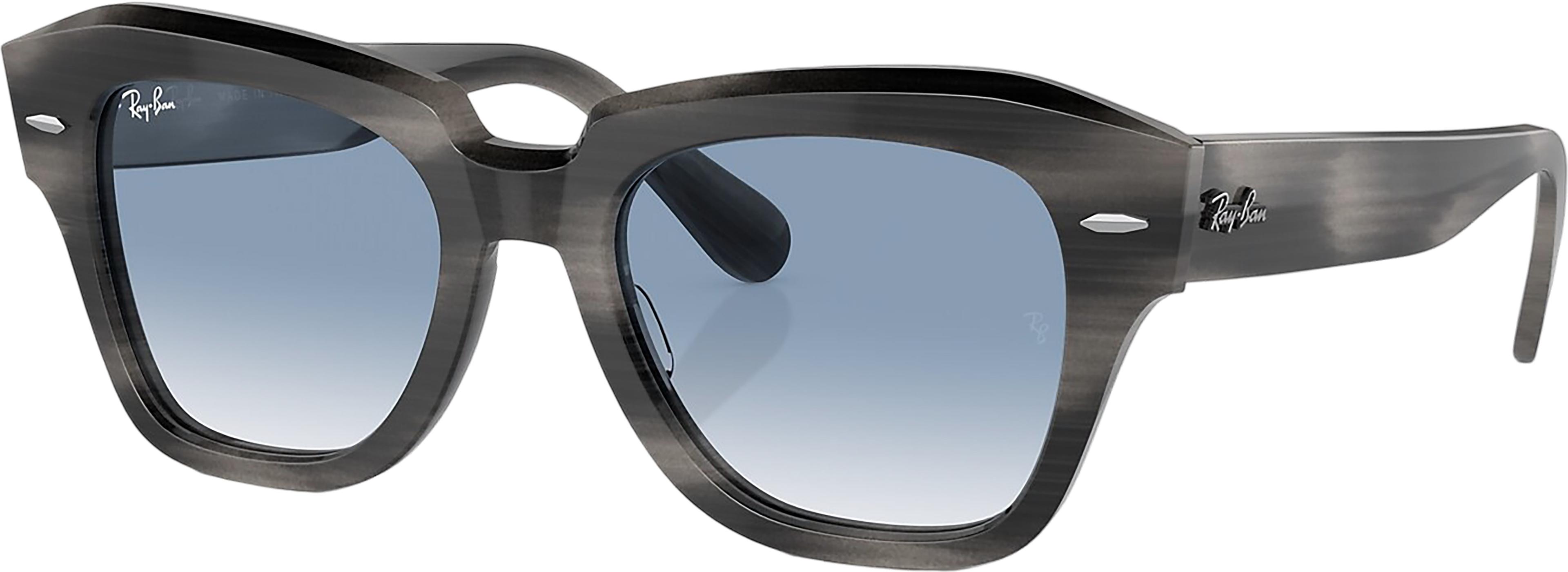 Image de produit pour Lunettes de soleil State Street - Polished Striped Grey - Verres Clear and Blue - Unisexe