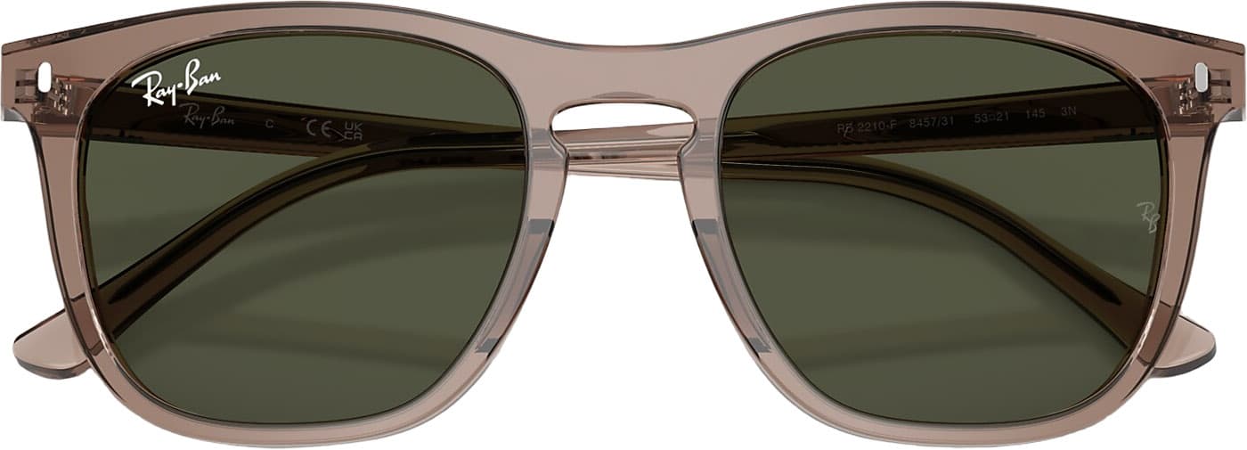 Product gallery image number 4 for product RB2210 Sunglasses - Polished Transparent Light Brown - Green Lens - Unisex