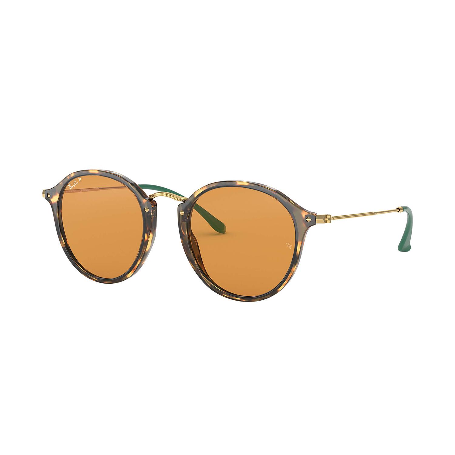 Product gallery image number 1 for product Round Fleck Sunglasses - Tortoise Gold Frame - Yellow Classic Polarized Lens