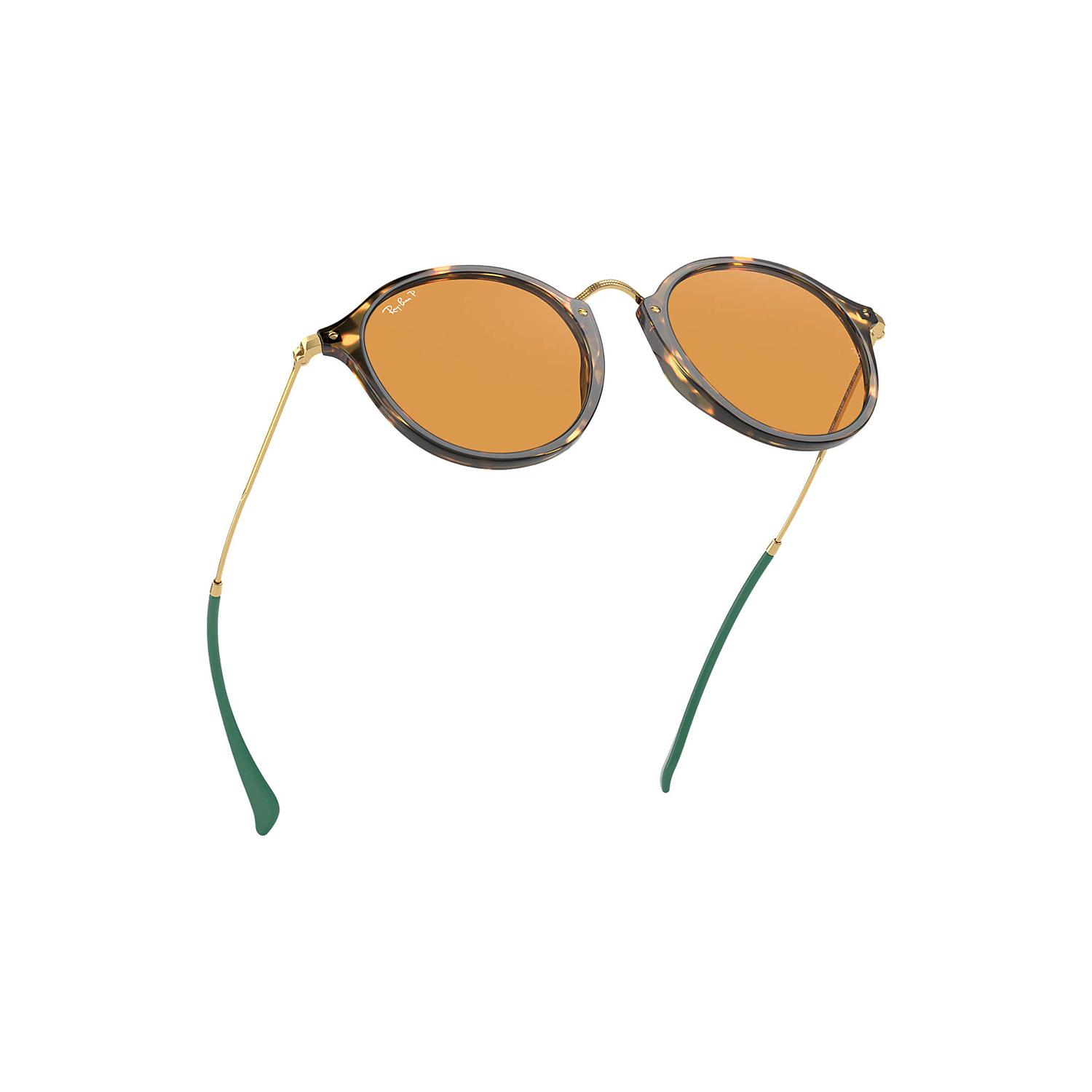 Product gallery image number 2 for product Round Fleck Sunglasses - Tortoise Gold Frame - Yellow Classic Polarized Lens