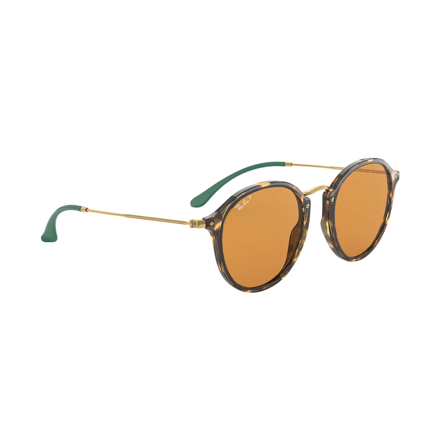 Product gallery image number 4 for product Round Fleck Sunglasses - Tortoise Gold Frame - Yellow Classic Polarized Lens