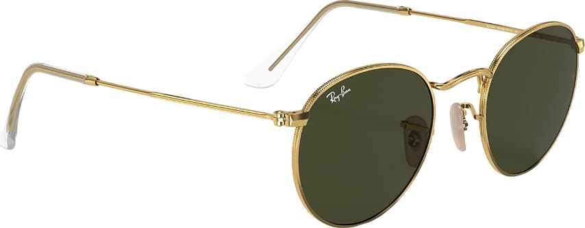 Product gallery image number 2 for product Round Metal Sunglasses - Polished Gold - Green Polarized Lens