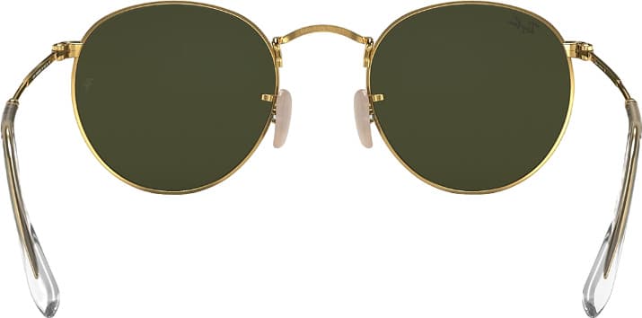 Product gallery image number 3 for product Round Metal Sunglasses - Polished Gold - Green Polarized Lens