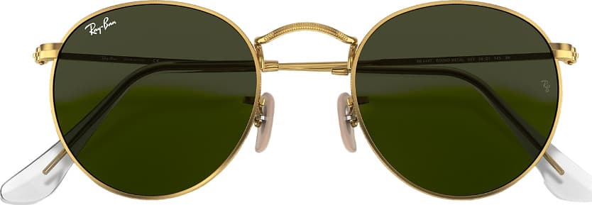 Product gallery image number 4 for product Round Metal Sunglasses - Polished Gold - Green Polarized Lens