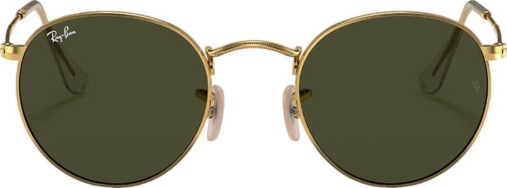 Product gallery image number 5 for product Round Metal Sunglasses - Polished Gold - Green Polarized Lens