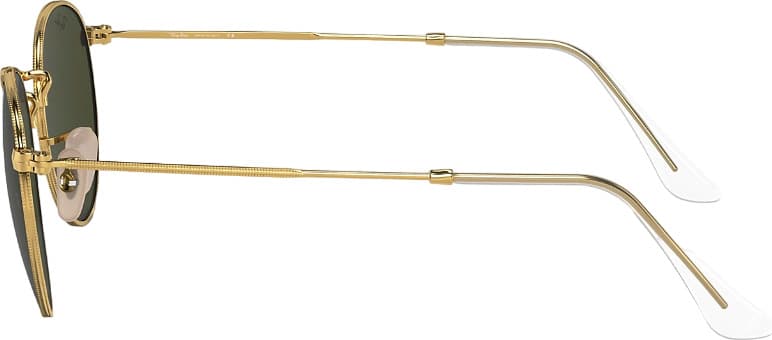 Product gallery image number 6 for product Round Metal Sunglasses - Polished Gold - Green Polarized Lens