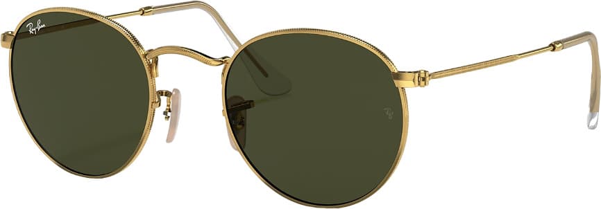 Product gallery image number 1 for product Round Metal Sunglasses - Polished Gold - Green Polarized Lens
