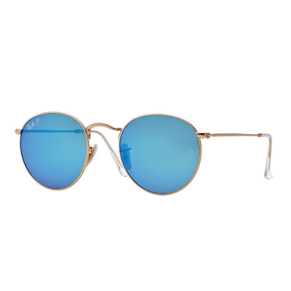 Product gallery image number 1 for product Round Metal - Gold Frame - Polarized Blue Flash Lens