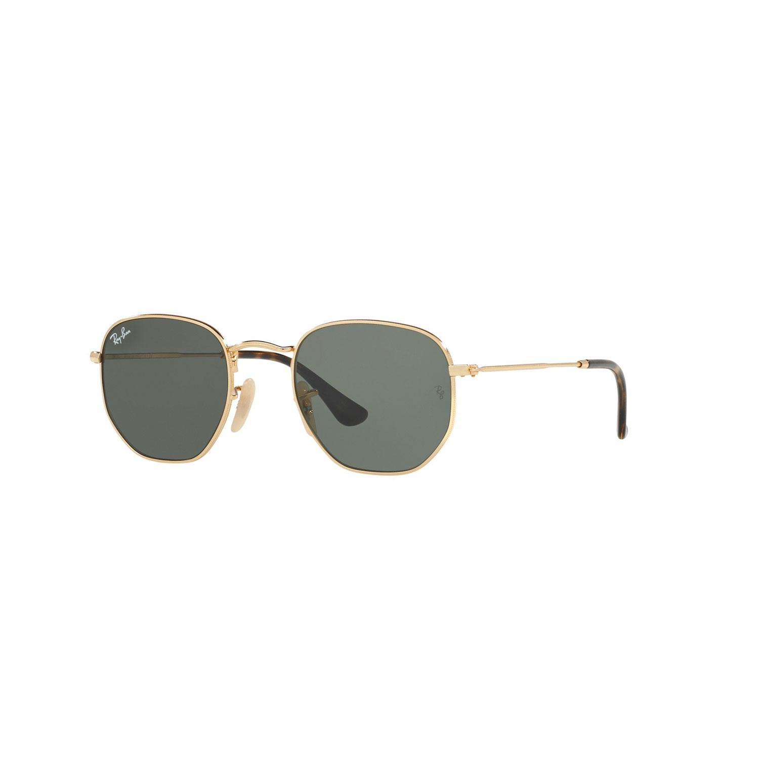 Product gallery image number 1 for product Hexagonal Flat Sunglasses - Gold Frame - Green Classic G-15 Lens