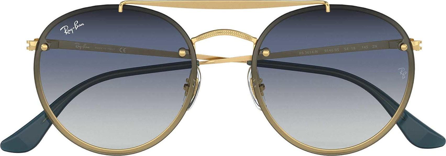 Product gallery image number 2 for product Blaze Round Double Bridge - Gold - Blue Gradient Mirror