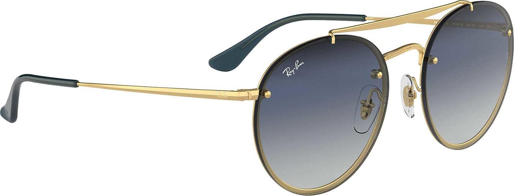 Product gallery image number 3 for product Blaze Round Double Bridge - Gold - Blue Gradient Mirror