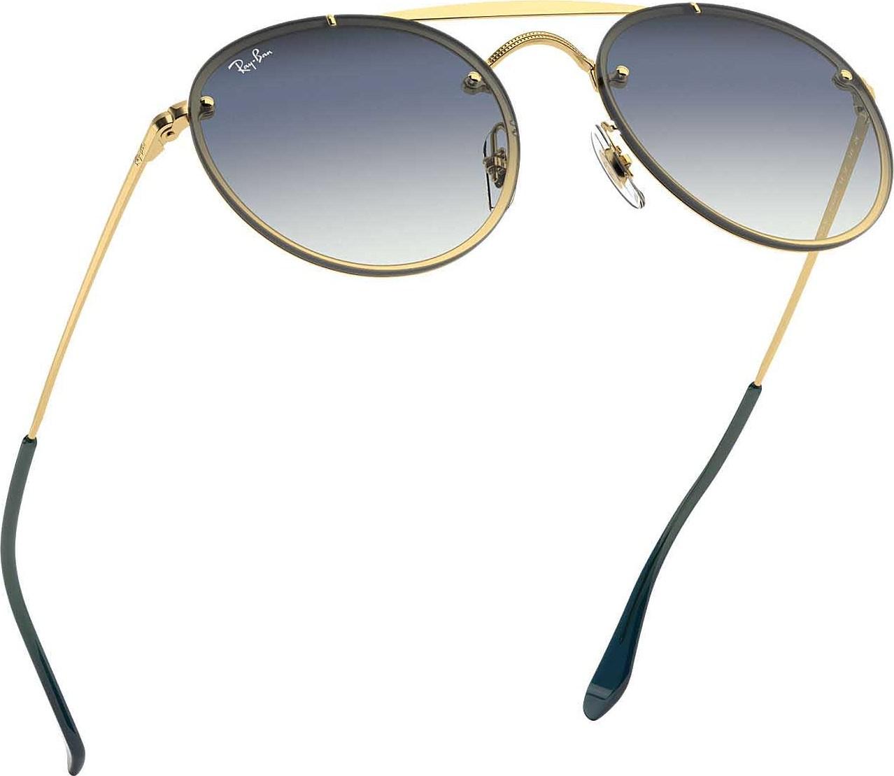 Product gallery image number 4 for product Blaze Round Double Bridge - Gold - Blue Gradient Mirror