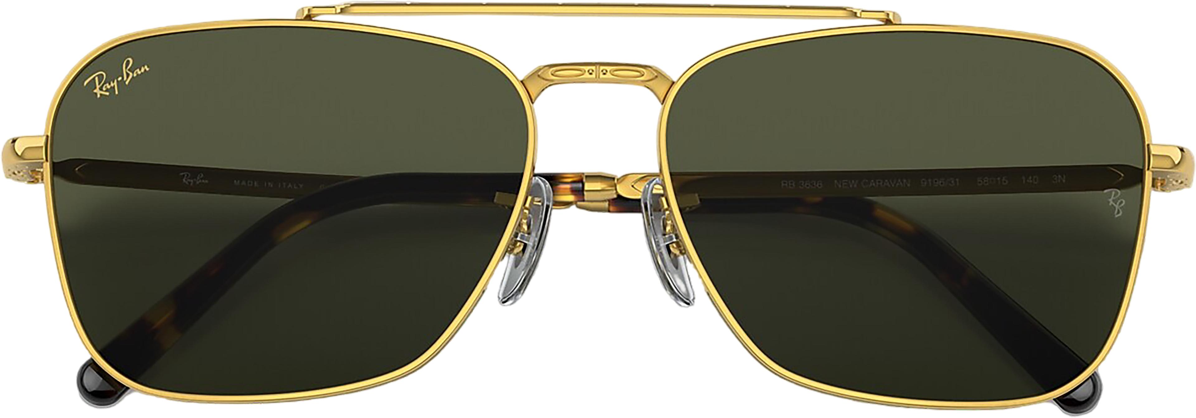 Product gallery image number 5 for product New Caravan Sunglasses - Polished Gold - Green Lens - Unisex