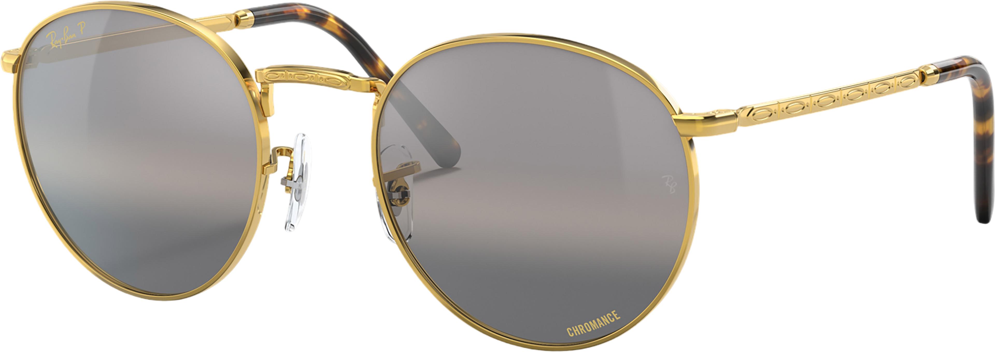 Product image for New Round Sunglasses - Polished Gold - Silver/Grey Polarized+ Lens - Unisex