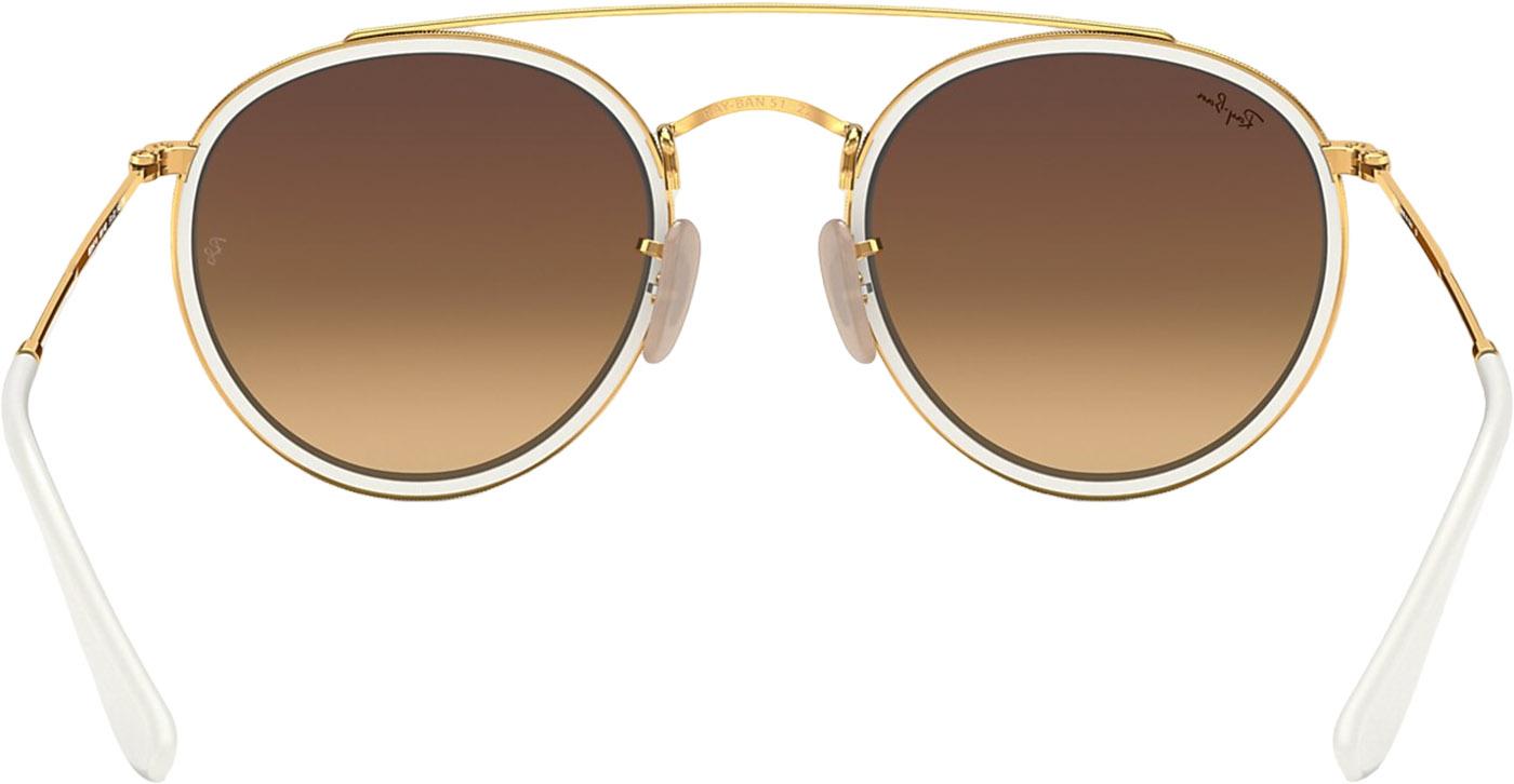 Product gallery image number 2 for product RB3647N Round Double Bridge Sunglasses - Polished Arista Gold - Blue Flash Lens - Unisex