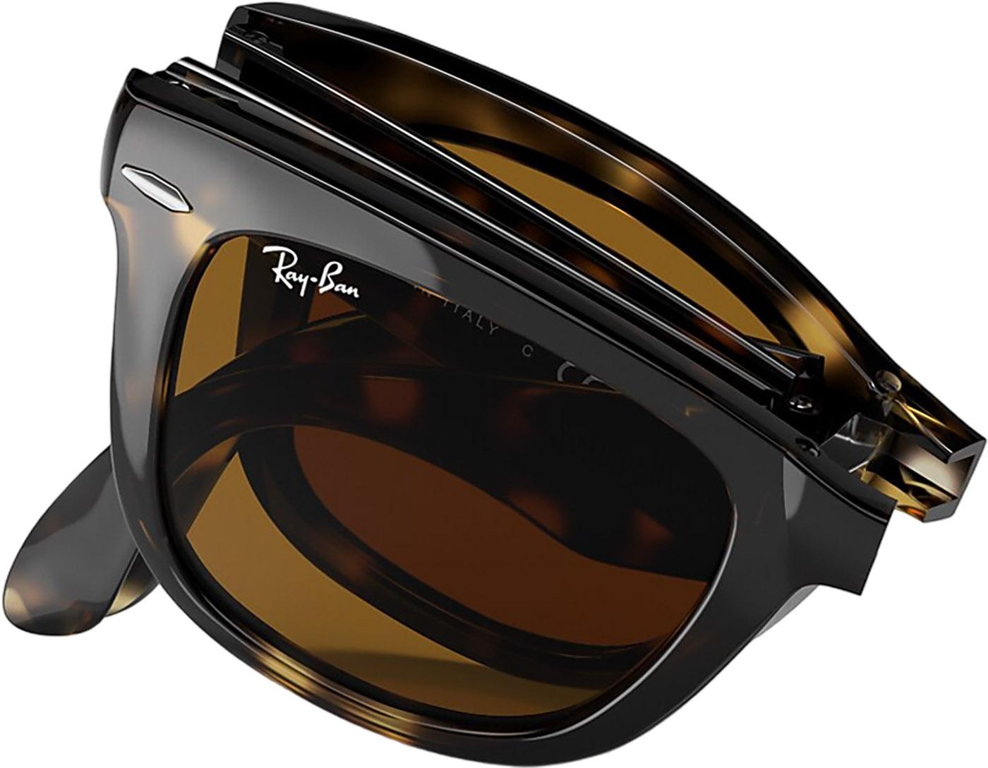 Product gallery image number 4 for product Wayfarer Folding Classic Sunglasses - Polished Light Havana - B-15 Brown Lens - Unisex