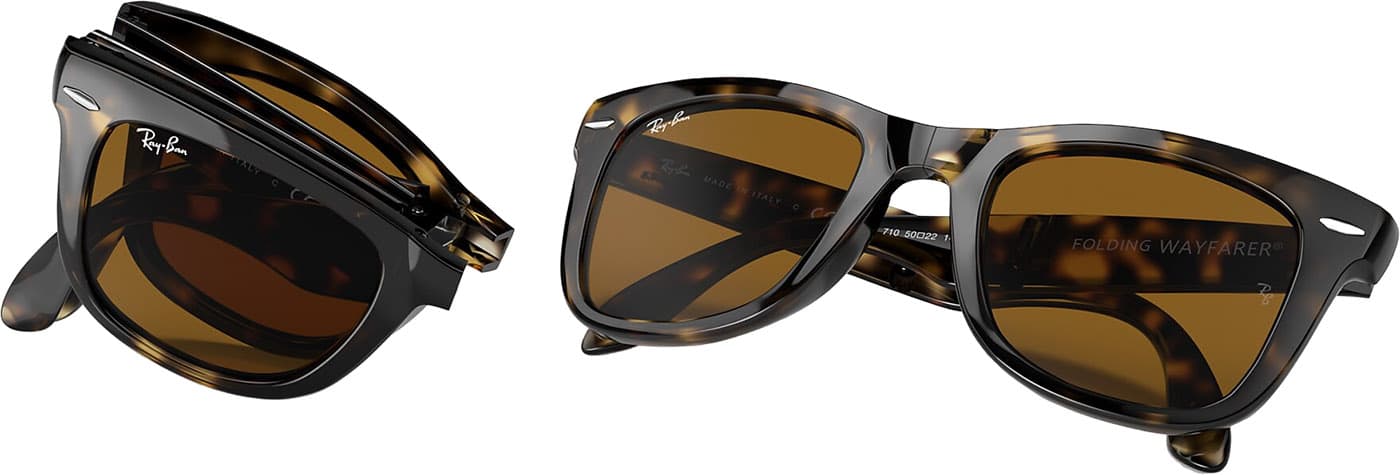 Product gallery image number 5 for product Wayfarer Folding Classic Sunglasses - Polished Light Havana - B-15 Brown Lens - Unisex