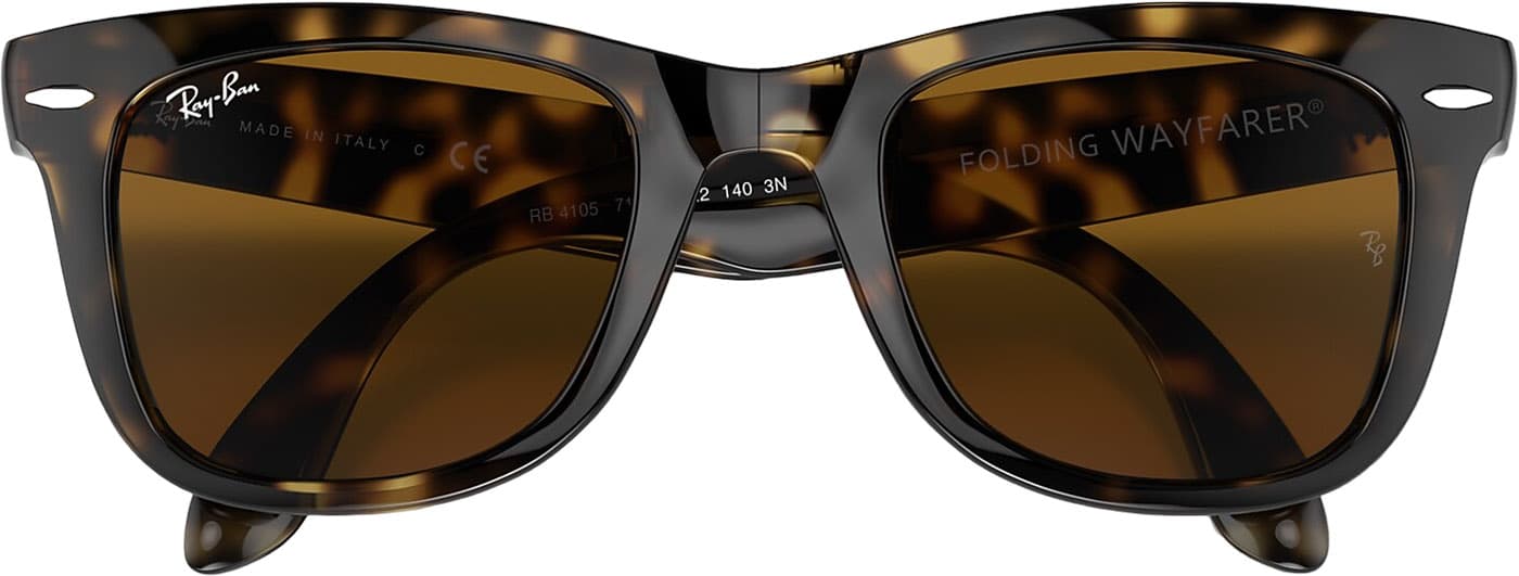 Product gallery image number 7 for product Wayfarer Folding Classic Sunglasses - Polished Light Havana - B-15 Brown Lens - Unisex