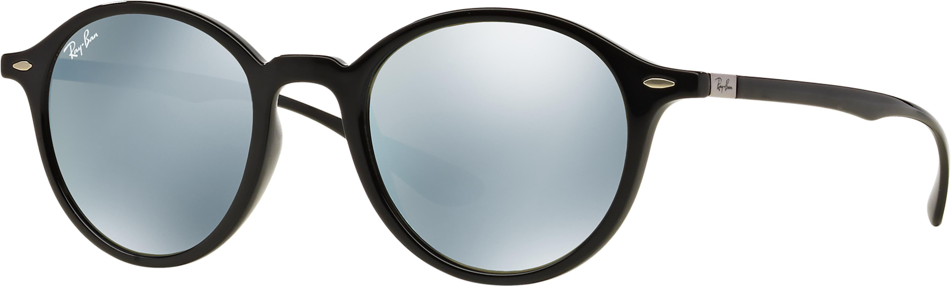 Product image for RB4237 Round Liteforce Sunglasses - Polished Black - Silver Flash Lens - Unisex
