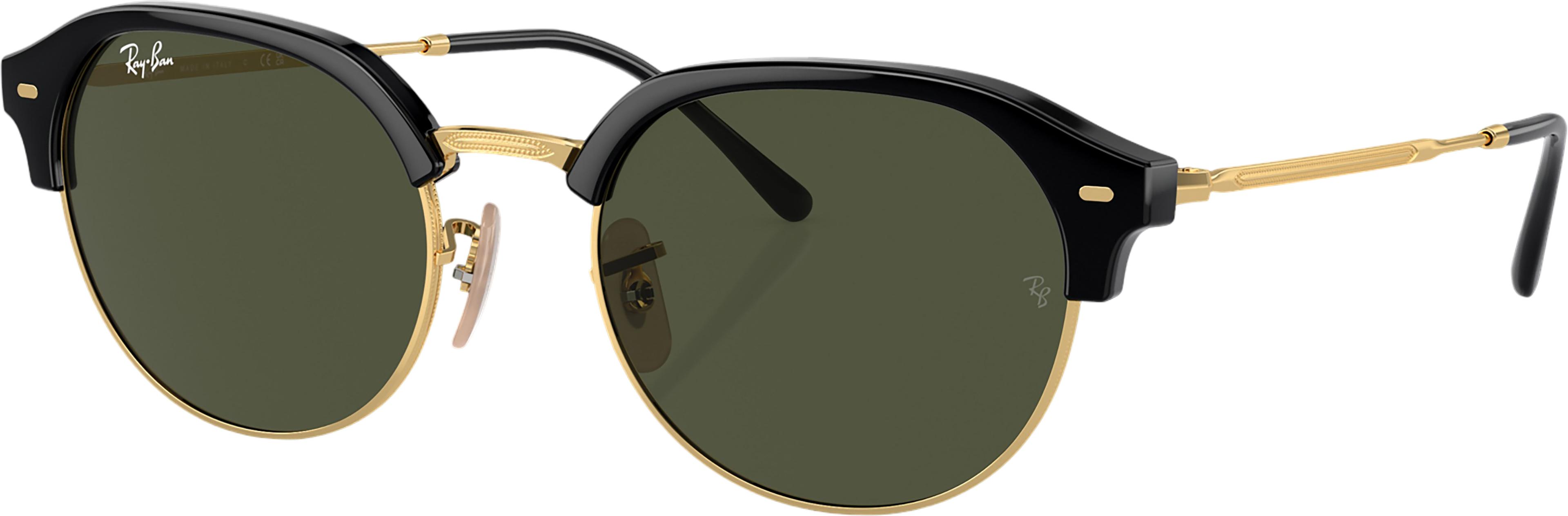 Product image for RB4429 Sunglasses - Polished Black On Gold - Green Lens - Unisex