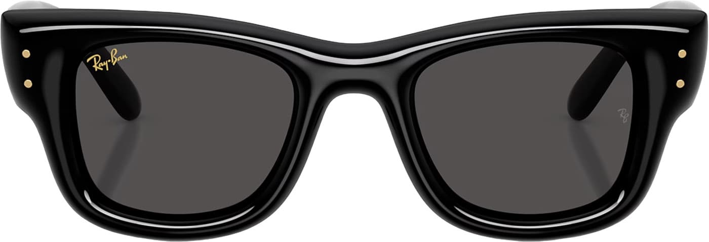 Product gallery image number 4 for product Wayfarer Puffer Sunglasses - Polished Black - Ultra Black Lens - Unisex