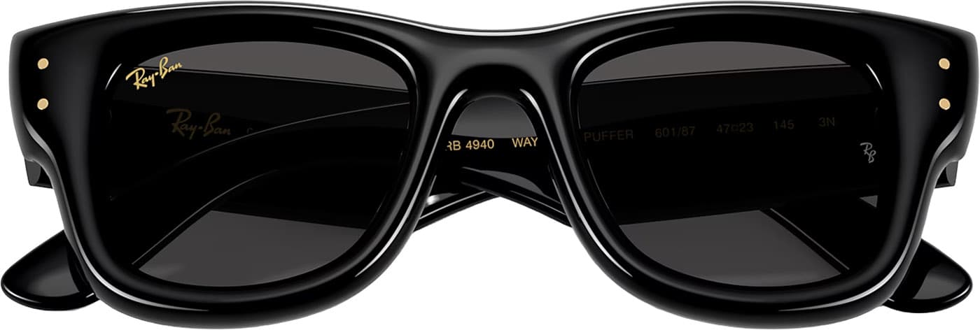 Product gallery image number 5 for product Wayfarer Puffer Sunglasses - Polished Black - Ultra Black Lens - Unisex