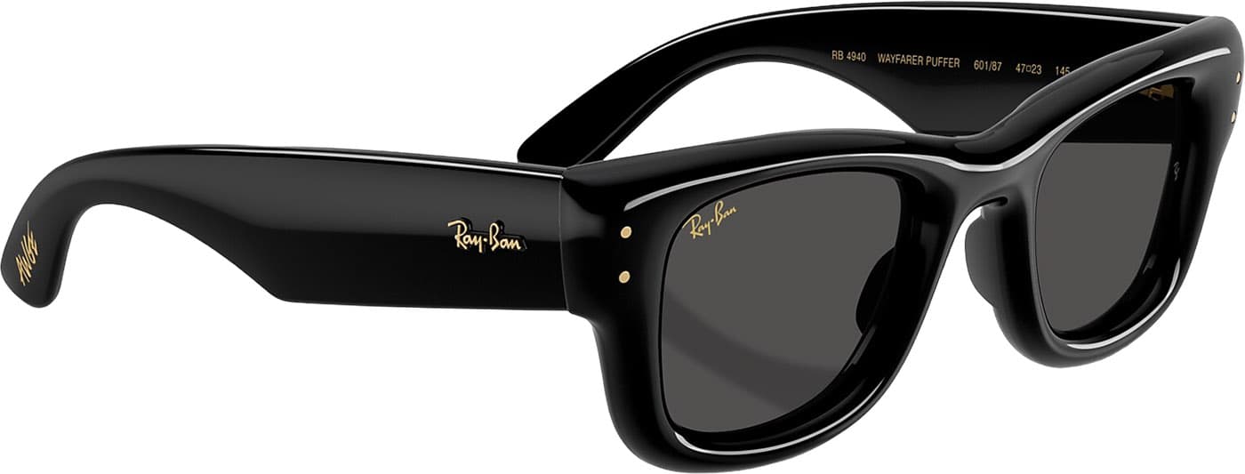 Product gallery image number 7 for product Wayfarer Puffer Sunglasses - Polished Black - Ultra Black Lens - Unisex