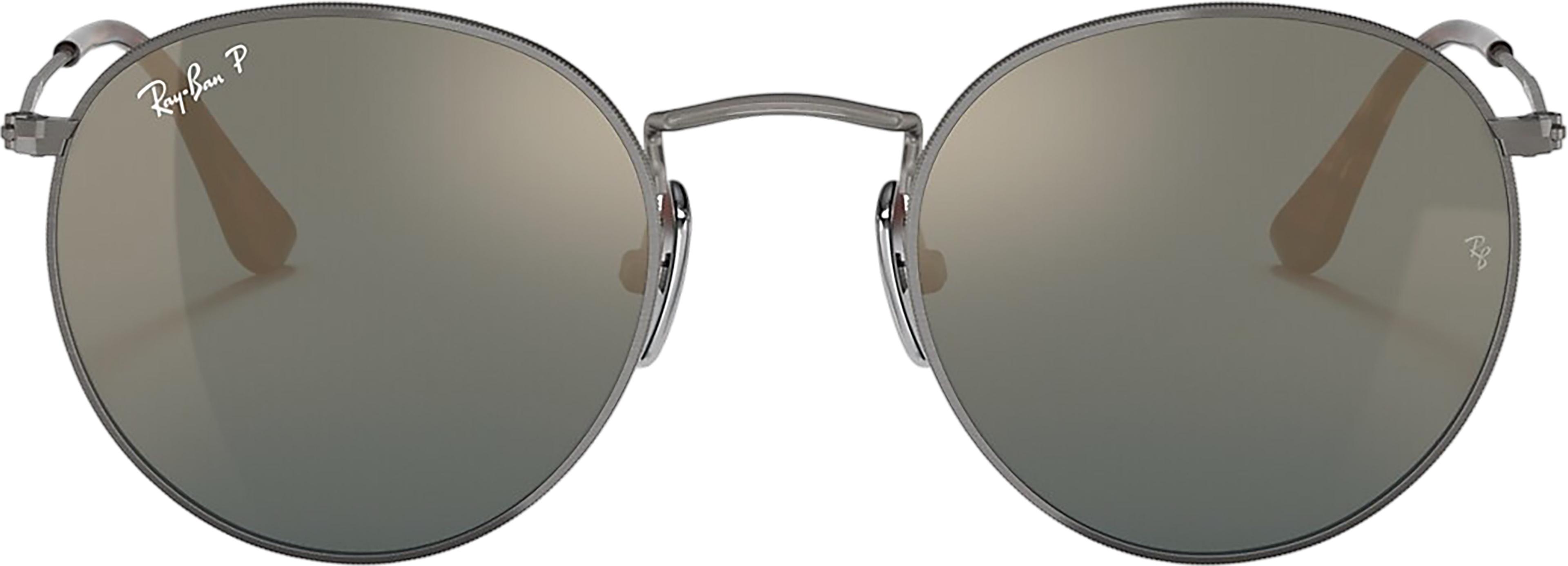 Numéro de l'image de la galerie de produits 2 pour le produit Lunettes de soleil Round Titanium - Polished Gunmetal - Verres polarisées Blue Mirror Gold - Unisexe