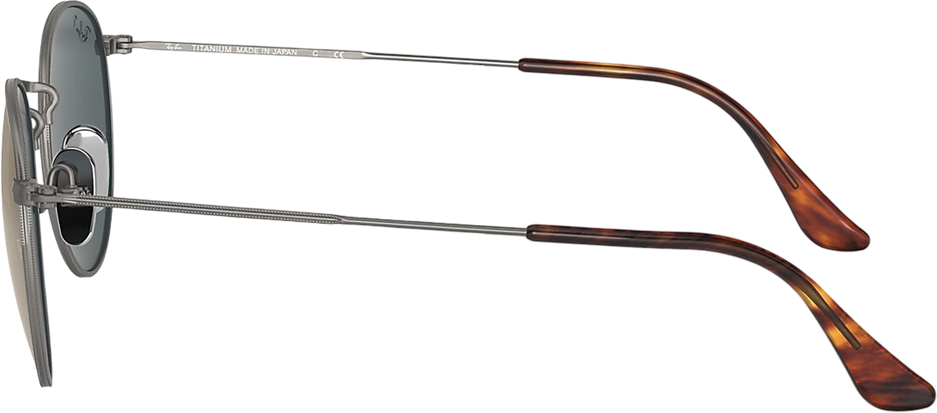Image de produit pour Lunettes de soleil Round Titanium - Polished Gunmetal - Verres polarisées Blue Mirror Gold - Unisexe