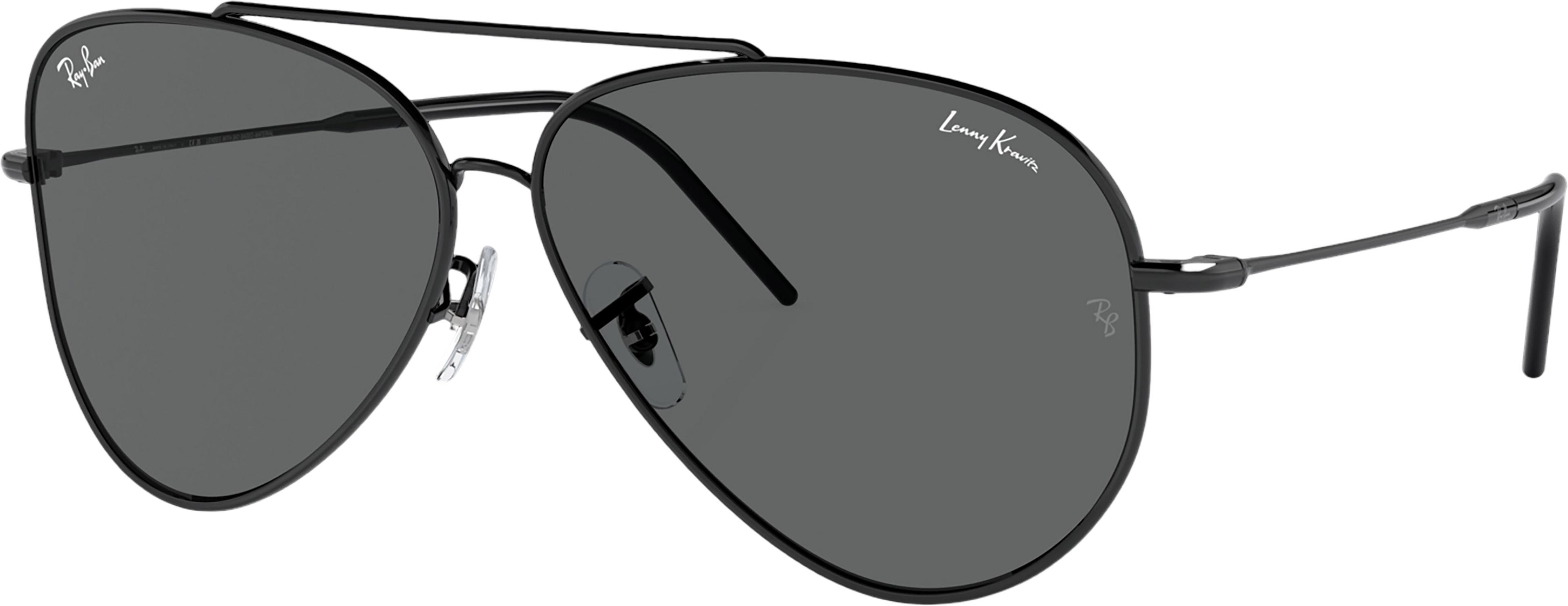 Image de produit pour Lunettes de soleil Lenny Kravitz x Aviator Reverse - Polished Black - Verres Dark Grey - Unisexe