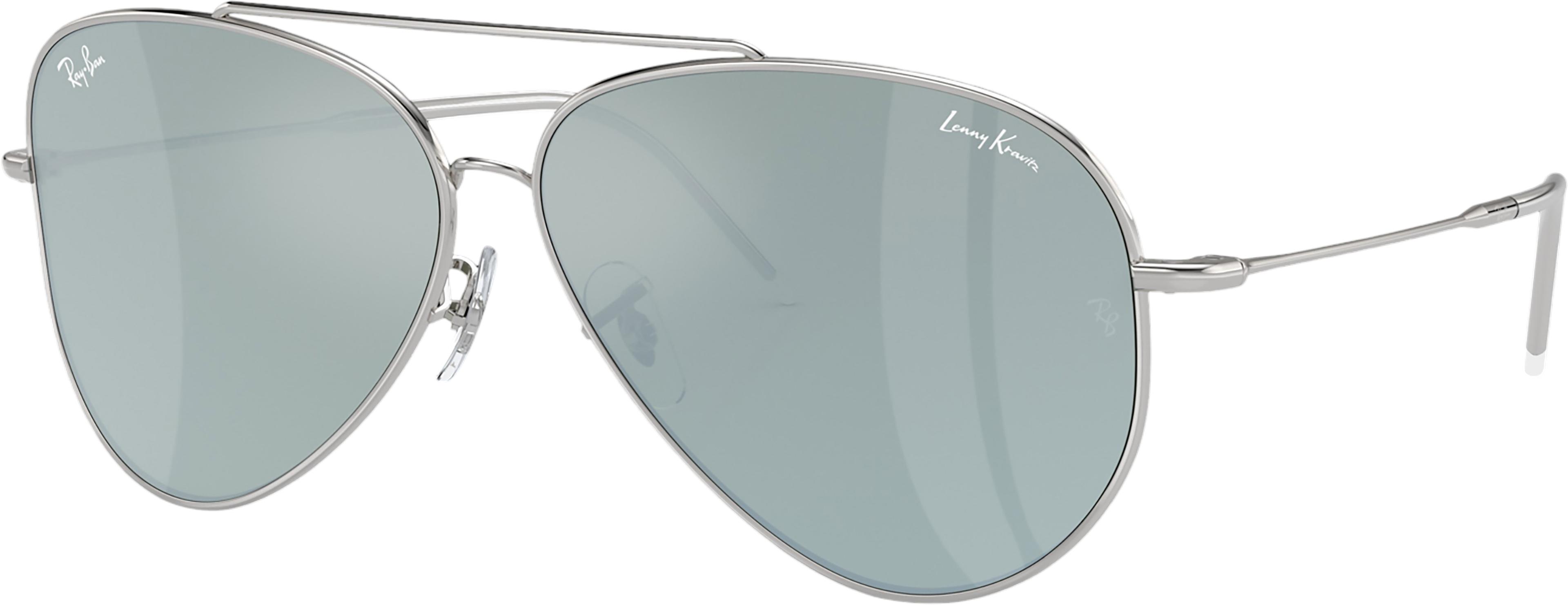 Product image for Lenny Kravitz x Aviator Reverse Sunglasses - Polished Silver - Silver Lens