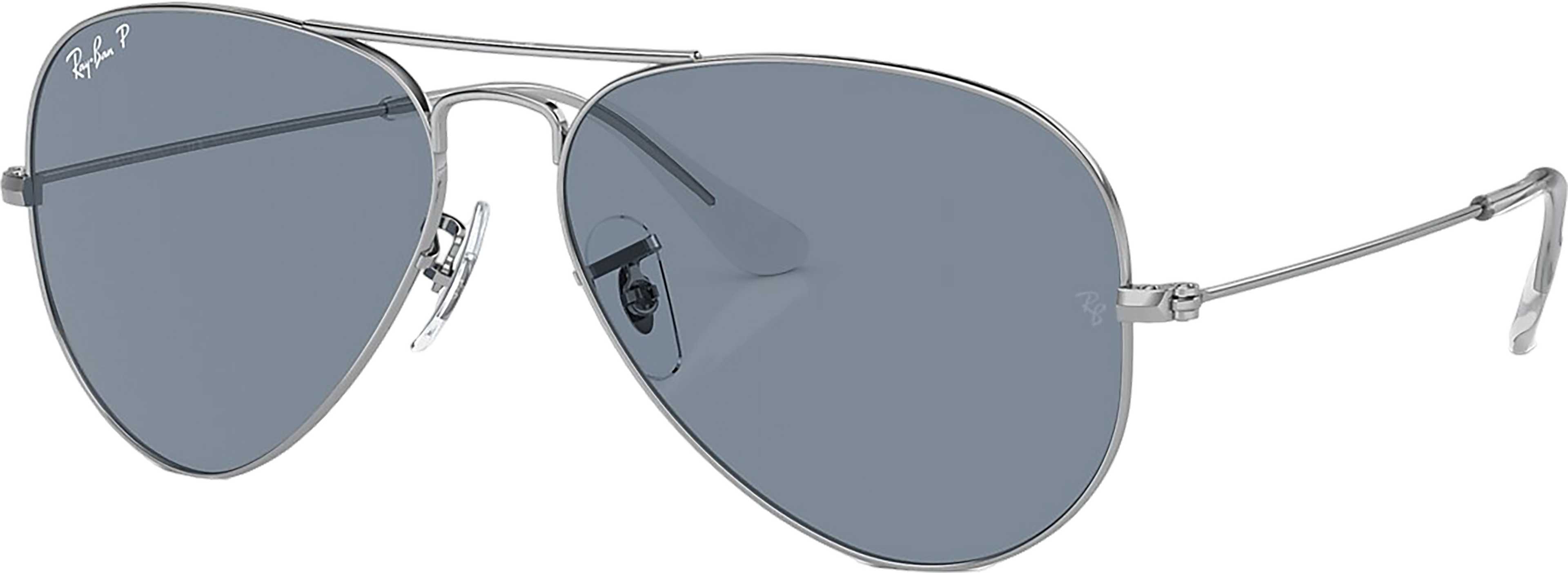 Product image for Aviator Mirror Polarized Sunglasses - Polished Silver - Grey Lens - Unisex