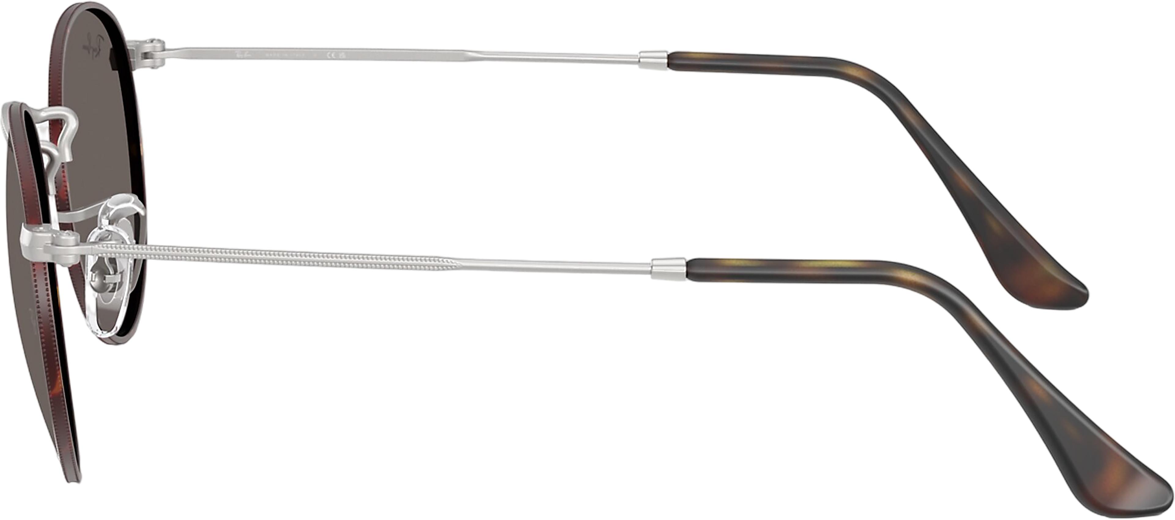 Product gallery image number 4 for product Round Metal Sunglasses - Matte Havana On Matte Silver - Dark Grey Lens