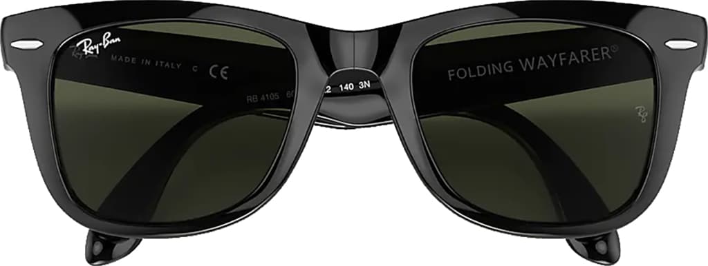 Product gallery image number 3 for product Folding Wayfarer - Black - Lentille Standard Crystal Green